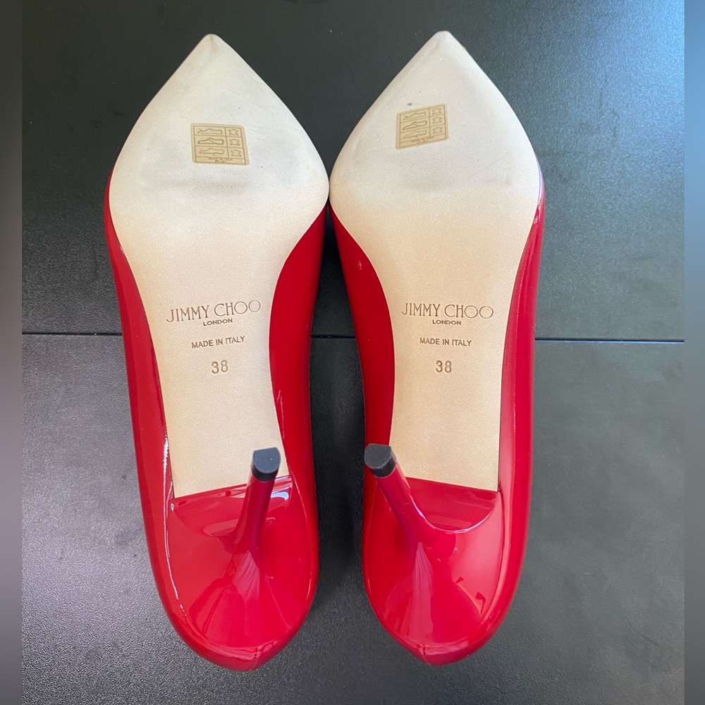 Jimmy Choo Agnes Patent Red Pumps - Picture 5 of 9